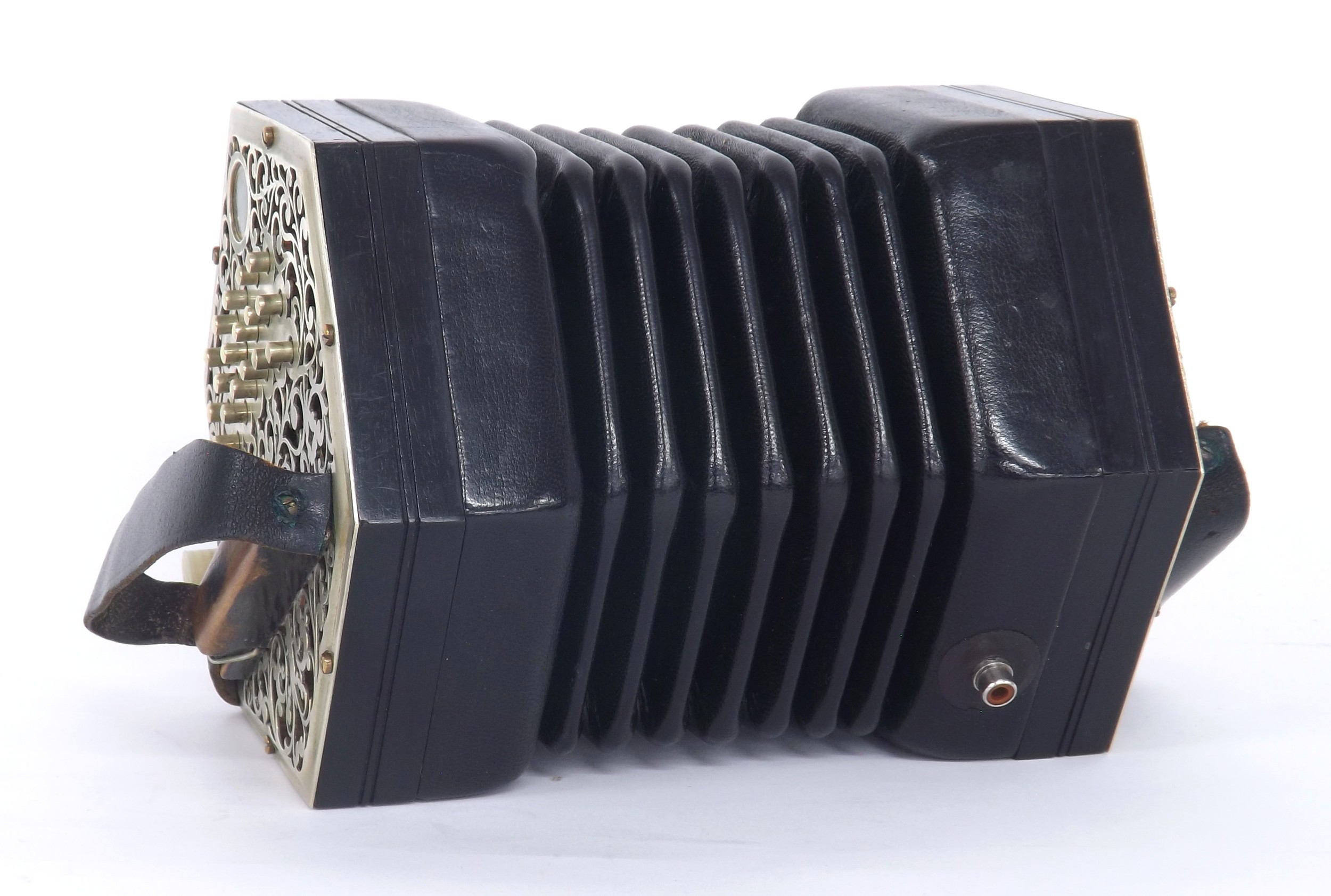 Fine Anglo concertina by and labelled Colin Dipper, no. 103, with thirty-four metal buttons on - Image 2 of 6