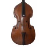 Late 19th century Dresden double bass, back length 44.5", stop length 23.5" and vibrating string