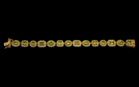 Peridot and White Enamel Line Bracelet,