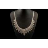 White Crystal Necklace and Earrings, Clo