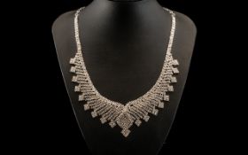 White Crystal Necklace and Earrings, Clo