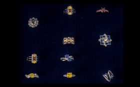 Collection of Solid Silver Rings With Di