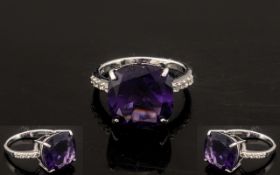 Amethyst Solitaire Ring, the 9ct square