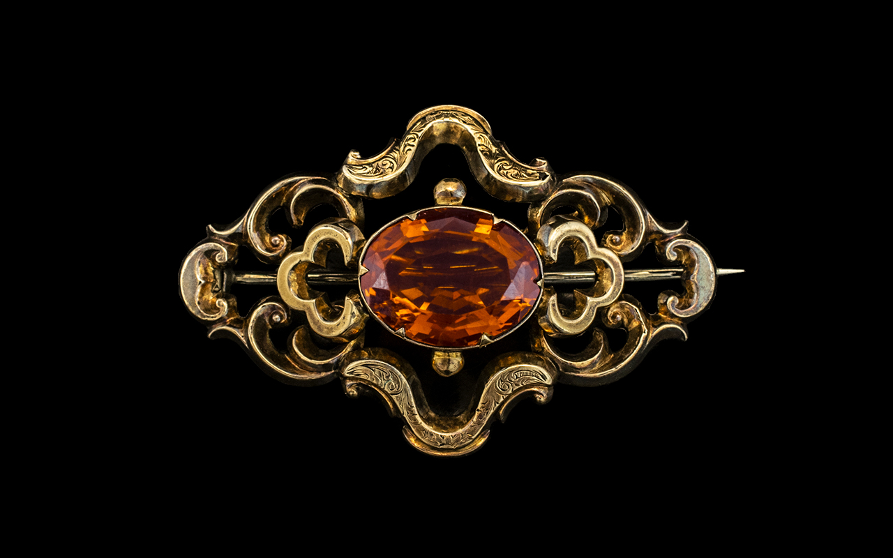 Victorian Period Large 9ct Gold Orange -