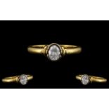 18ct Gold Superb Quality Pave Set Single Stone Diamond Ring of Excellent Contemporary Design. The