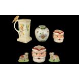 Collection of Pottery large jug, Victorian hand painted jar, Christmas jugs etc.