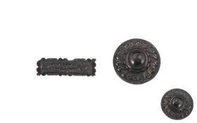 Two Antique Brooches, comprising: a Whitby jet mourning brooch/pin circa 1880,