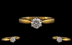 18ct Yellow Gold - Top Quality Single Stone Diamond Ring.