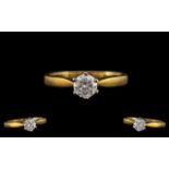 18ct Yellow Gold - Top Quality Single Stone Diamond Ring.