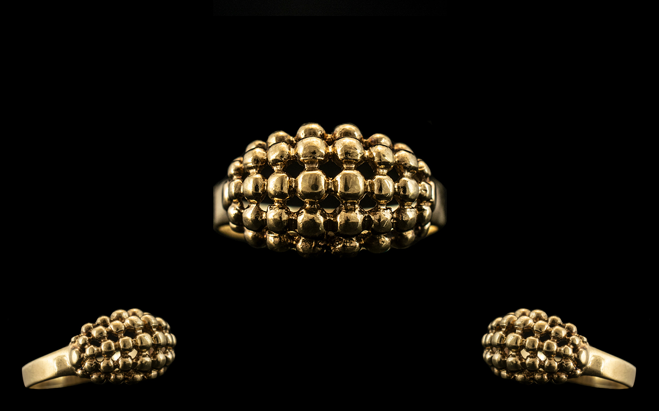 A Contemporary 9ct Gold Multi-Ball Design Ring of Unusual Form. With Full Hallmark for 9ct 375. Ring