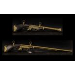 Brass & Wood Wall Hanging Guns, Flintlock Rifle and Blunderbuss. 42 & 29 Inches In length.