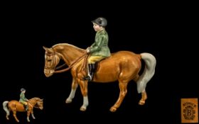 Beswick Hand Painted and Early Pony Figure and Rider ' Boy on Pony ' Model No 1500. Designer A.