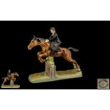 Beswick Hand Painted Early Show Jumping Horse Figure ' Hunts woman ' Model No 982. Designer A.