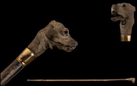 Victorian Automaton Dogs Head Parasol Cain.