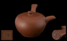 A Japanese Kyusu Teapot - Height 2.8 Inches. Japanese Marks To Base. Please See Accompanying Image.