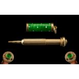 Victorian Period - Superb 9ct Gold Cased and Green Enamel Set Miniature Telescopic Propelling