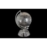 Waterfords Superb Quality Cut Crystal World Globe with Chrome Fittings In Wonderful Mint