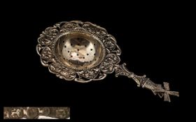 Antique Dutch Silver Tea Strainer.