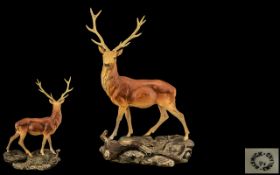 Beswick - Hand Painted Majestic and Large Stag Figure ' Stag ' Connoisseur Series.