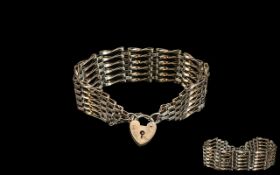 Large Silver Gate Bracelet, fully hallmarked silver.