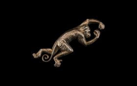 Novelty Silver Monkey Brooch.