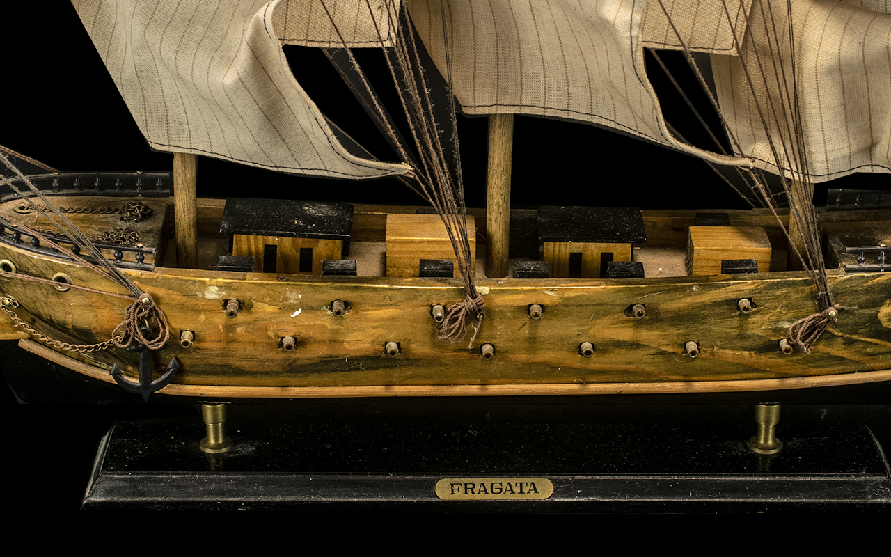 Fragata Siglo XVIII Impressive and Large Wooden 19th Century Spanish Model Sailing Ship of Excellent - Image 2 of 2