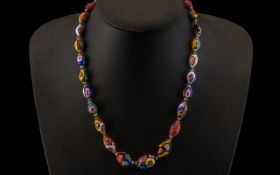 Venetian Millefiori Glass Bead Necklace.