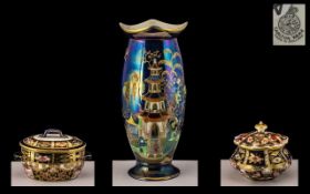 Royal Crown Derby Hand Painted Miniature Lidded Trinket Jars, Embellished In 22ct Gold.