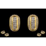 18ct Yellow Gold Stunning Pair of Attractive Diamond Set Earrings, Wonderful Design. Each Earring