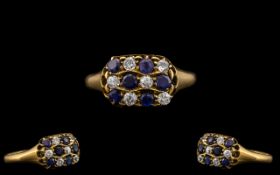 Edwardian Period - Attractive 18ct Gold Sapphire and Diamond Set Ring of Pleasing Design.