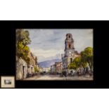 Gabrielle Carelli - Italian Listed Artist 1821-1900, Watercolour of Street Scene in Spanish Town,