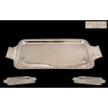 Art Deco Period Excellent Quality Sterling Silver Small Sized Twin Handle Drinks Tray of Pleasing