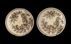 Pair Christopher Dresser Side Plates 7.5" diameter. Old Hall 'Hamden' pattern, gilded.