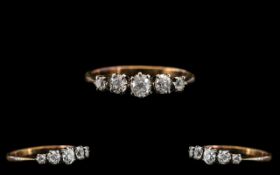 Antique Period 18ct Gold Attractive 5 stone Diamond Set Ring, marked 18ct to interior of shank.