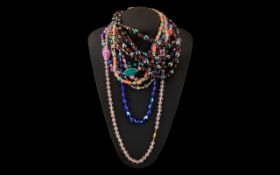 Vintage Costume Jewellery Necklaces. 10 Stunning Vintage Necklaces, Very Vibrant Colour & Designs.