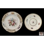 Charles Bourne Decorated Porcelain Botanical Plate, with a raised moulded floral border, picked