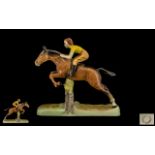 Beswick Hand Painted Early - Show Jumping Rider and Horse Figure ' Girl on Jumping Horse ' Model No