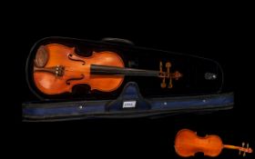 Violin In Blue Velvet Fitted Case, Please See Photo.