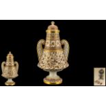 Royal Crown Derby Wonderful Quality - Hand Painted Islamic Style Twin Reticulated Handle Lidded