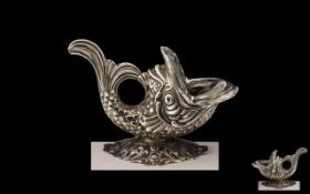 Unusual Chinese Silver Vase in the form of a Dolphin.