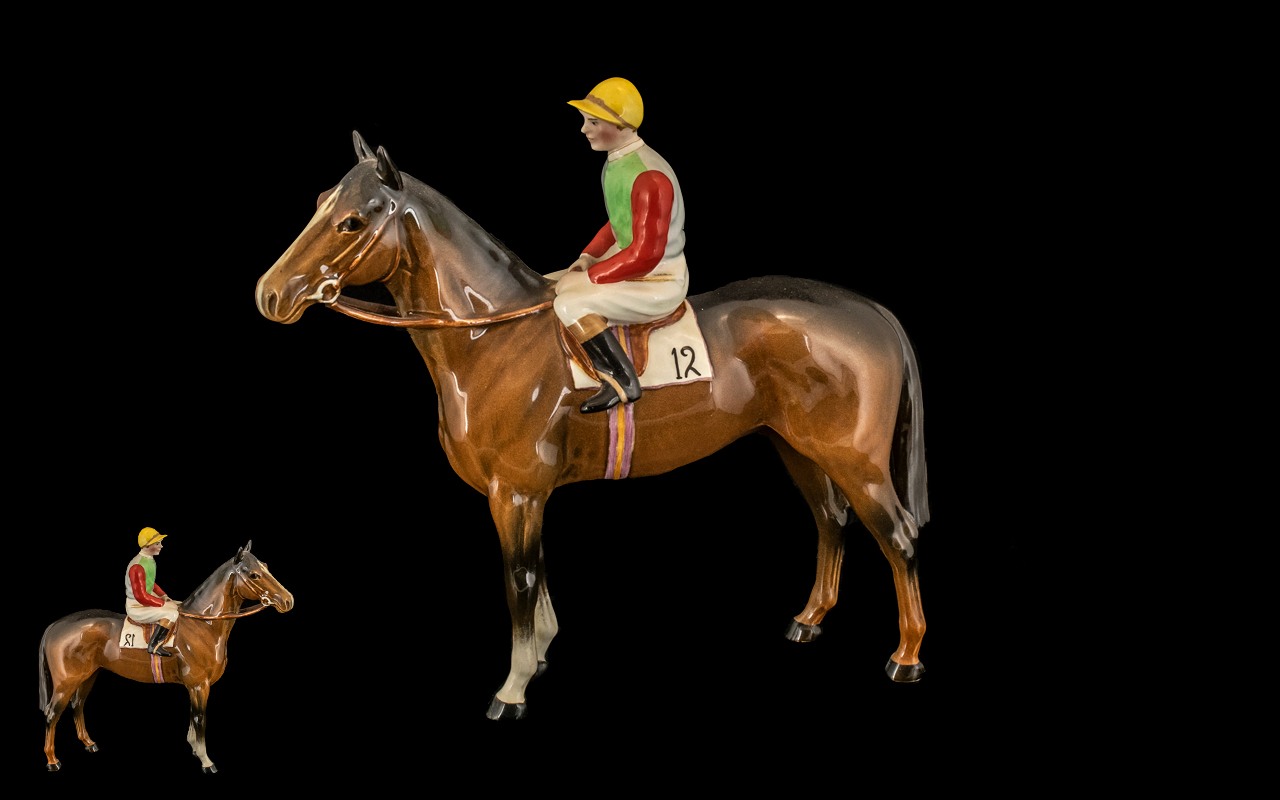 Beswick Hand Painted Seated Jockey and Racehorse Figure ' Horse and Jockey ' Model No 1862,