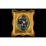 Oil on Board Still Life Painting in a gold gilt ornate frame,