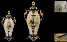 Royal Bonn Late 19th Century Fine Quality Signed and Impressive Twin Handle Covered Vase,