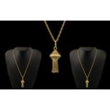 9ct Yellow Gold - Attractive Rope Twist Chain with Attached 9ct Gold Tazzel Drop Pendant. Both