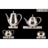 Royal Danish - USA International Superb Contemporary Designed Sterling Silver ( 4 ) Piece Tea and