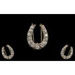 Edwardian Period - Superb 18ct White Gold Horse Shoe Diamond Set Brooch,
