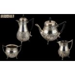 Aesthetic Influence Superb Quality Sterling Silver Bachelors ( 4 ) Piece Tea Service with Wonderful