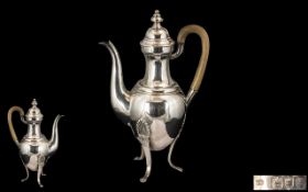 Edwardian Period 1902 - 1910 Superb Quality Sterling Silver Chocolate Pot of Pleasing Design / Form.