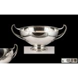 George V Superb Quality Twin Handled Sterling Silver Footed Bowl. The Handle of Sinuous Leaf