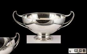 George V Superb Quality Twin Handled Sterling Silver Footed Bowl. The Handle of Sinuous Leaf